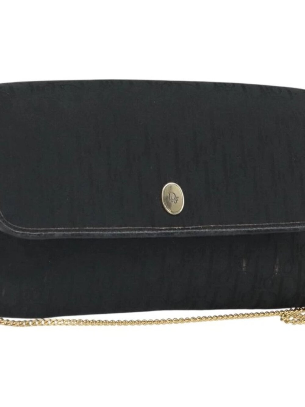 Christian Dior Trotter Canvas Chain Shoulder Bag Black Gold Auth 160947 - Picture 2 of 16